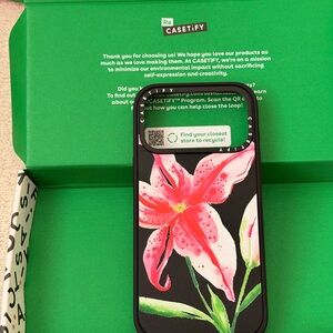 Casetify Black and Pink Floral iPhone 17 Pro Case